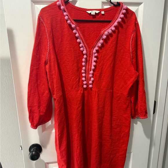 Boden Carina Cotton Pom Pom Jersey Tunic Dress - Picture 2 of 3